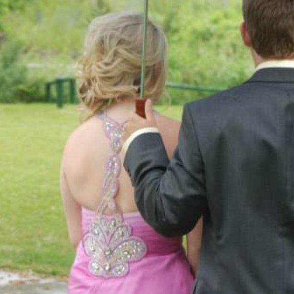 Pink & Yellow Prom Dress - Size 0-2 - Picture 2 of 4